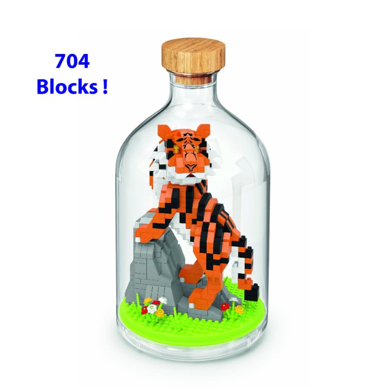WiseHawk Kit of miniature blocks to assemble insects and small animals. Includes methacrylate bottle to protect the construction. Tiger - Image 3