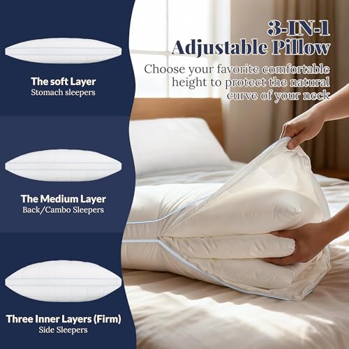 Almohada Ajustable de Plumón Tamaño Queen Blanca miniatura 2