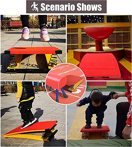 Przenośna zakrzywiona trampolina dla dzieci, 2-stalowe sprężyny deska gimnastyczna z antypoślizgową powierzchnią, stabilna trampolina do ćwiczeń domowych, trwały sprzęt treningowy do drewna dla