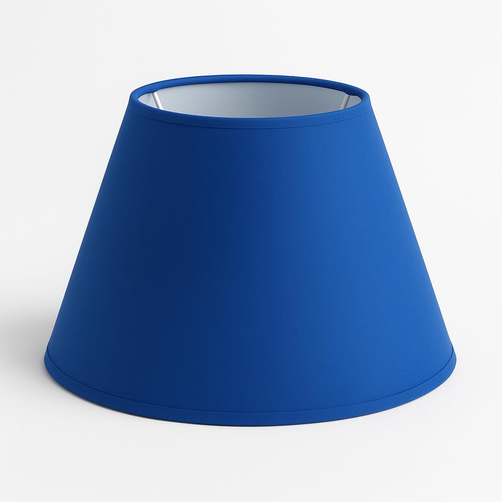 35 cm Lampenschirm, Kegel, Baumwollstoff mit weißer PVC-Rückseite, handgefertigtes Produkt, für Tischlampe, Stehlampe (Blau)