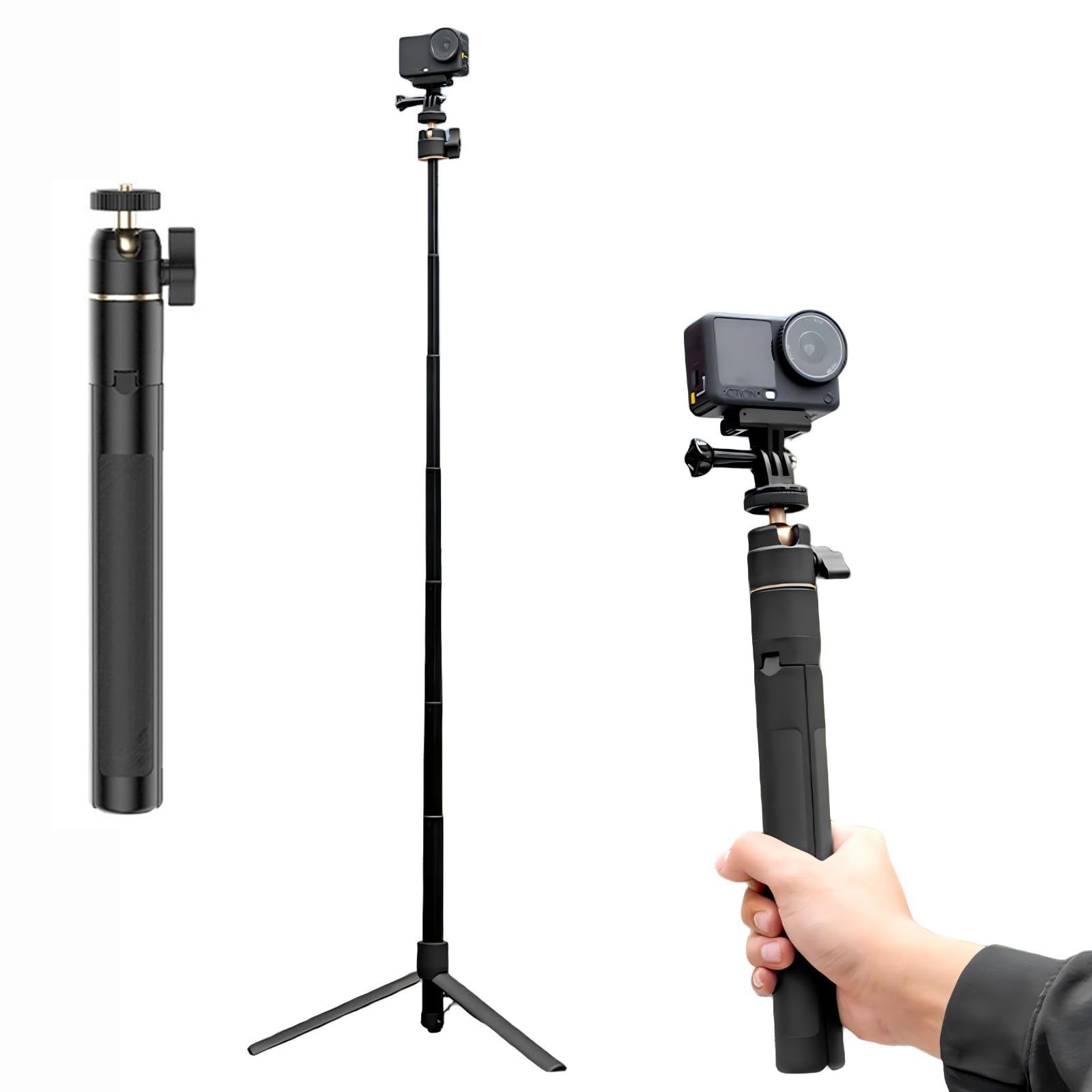 Amazon | OURHZTB 120cm 三脚 & 自撮り棒 DJI Osmo Action 6用、拡張
