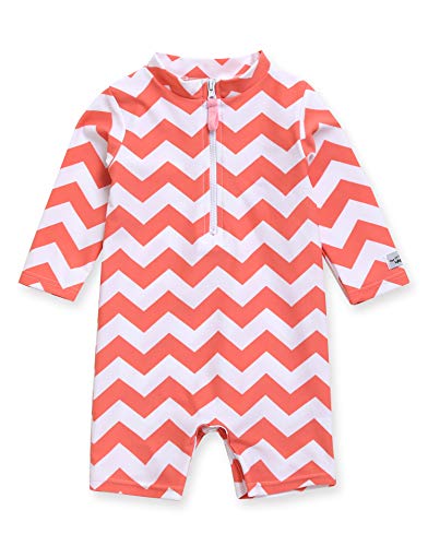 Image of VAENAIT BABY Girls One-Piece Swimsuit, UPF 50+ Long Sleeve Rash Guard, Ruffle Swimwear Infant & Toddler for 0-2 Years