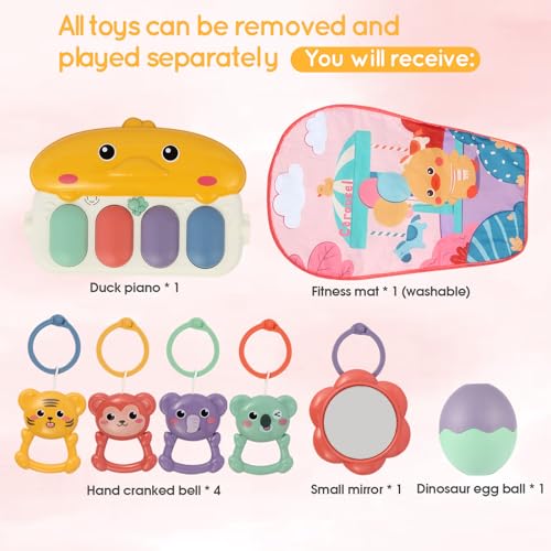 iFunLong Baby Play Mat Baby Gym,Funny Baby Play Piano Gym Mat, with 5 Infant Sensory Baby Toys, Music and Lights Boy & Girl Gifts for Newborn Baby 0 to 3 6 9 12 Months - Image 5
