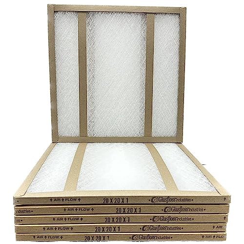 20x20x1 Fiberglass Air Filters 6-Pack AC & Furnace Glasfloss