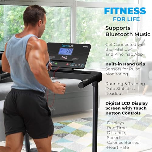 Image of SereneLife SereneLife Folding Treadmill Exercise Running Machine - Electric Motorized Running Exercise Equipment for Apartment Home /Office Jogging Compact Folding Easy Assembly