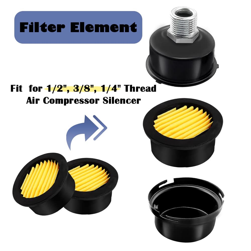 Compressor Pre Intake Filter Dual Cylinder Filter Replacement Air Intake Filter,4Pcs Air Compressor ...