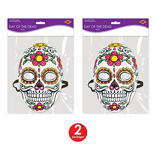 Beistle 00338, 2 Piece Day of The Dead Masks, Plastic, Multicolor - Image 4