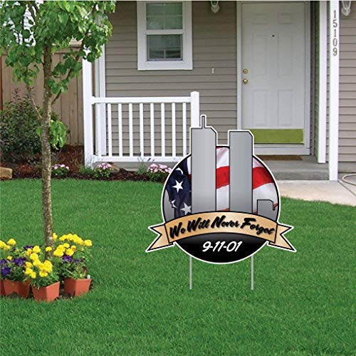 Victorystore Yard Sign Outdoor Lawn Decorations - September 11, 2001, We Will Never Forget Sign With 2 Ez Stakes For Posting (21.49 Inches X 21.26 Inches) #TOP1