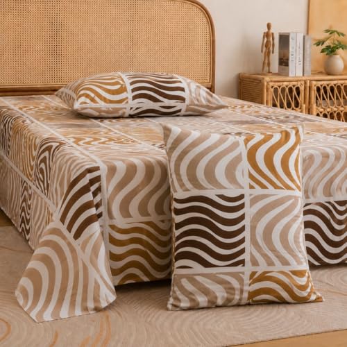 Image of Castiqa Elastic Fitted Supersoft Premium Polycotton 200TC Double Bedsheets King Size 78x72 Inch with 2 Pillow Covers (Fits Upto Mattress of 8Inches) (Multicolor III)
