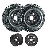 ATV/UTV Tires 25x10-12, 25x10x12 ATV Tires and Wheels Set, 6PR, 4x137 Bolt Pattern, 4+3 Offset, Compatible With UTV ATV Off-Road Vehicles, Set of 2