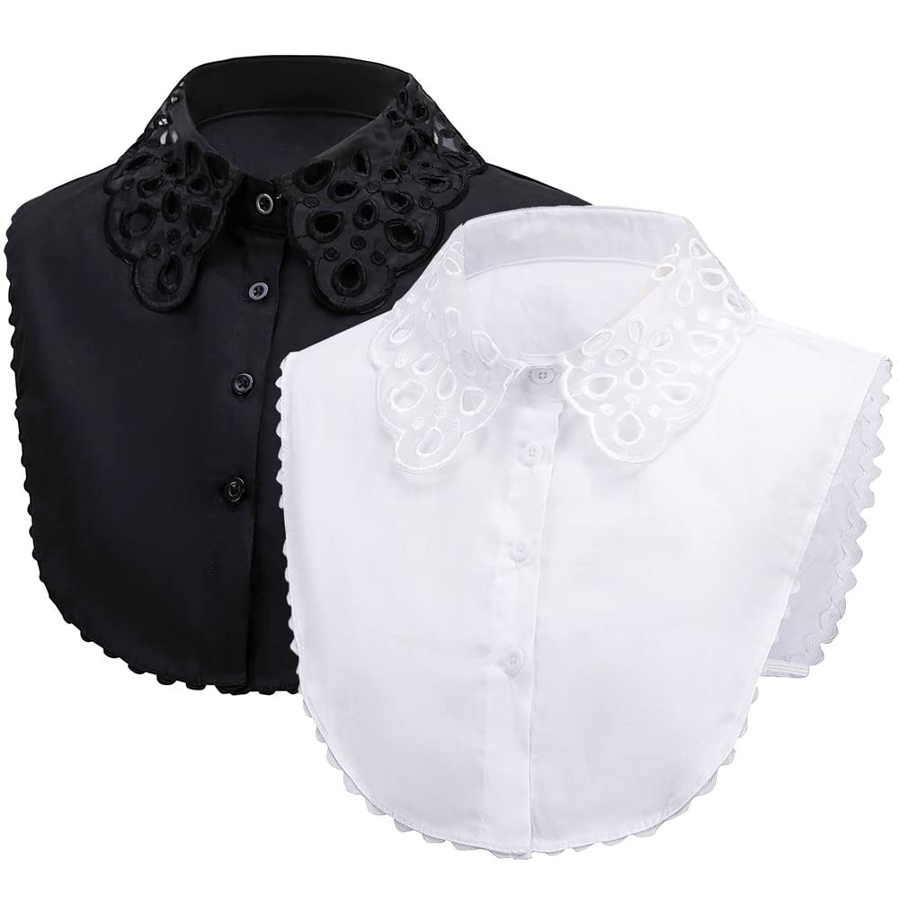 LoudSung Fake Collar Detachable Half Shirt Blouse False Collar Lapel Top Elegant Organza for Women Girls