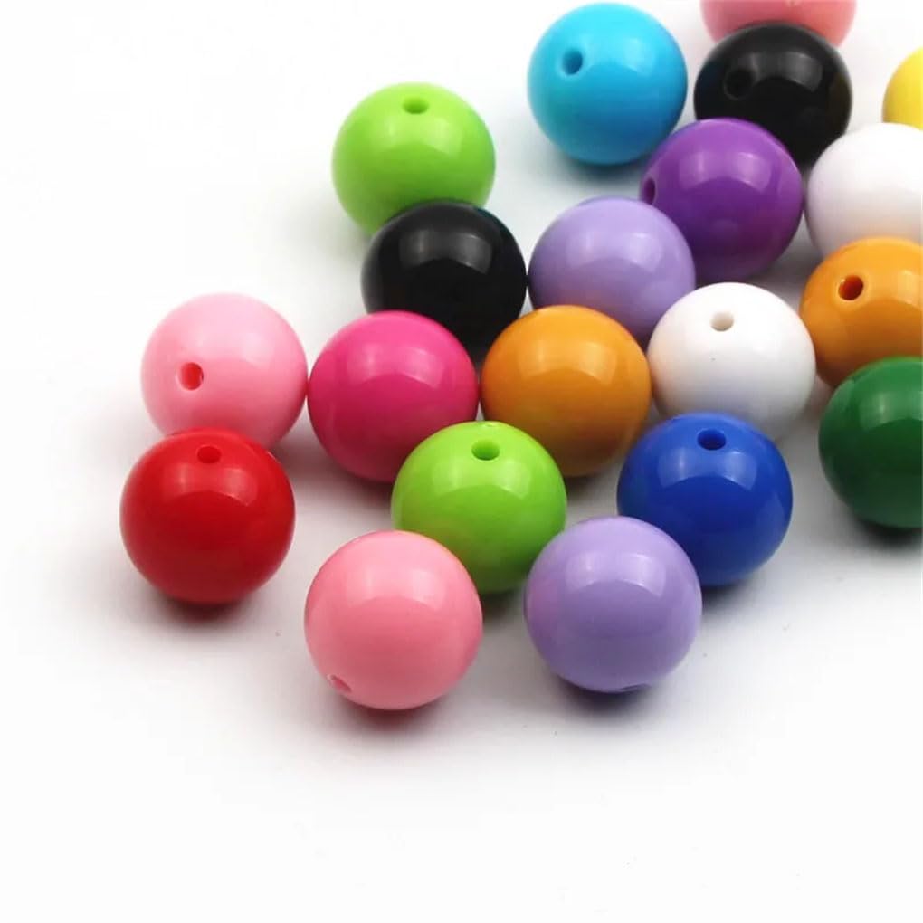 akrylowe koraliki rzemieślnicze, Wielokolorowe okrągłe koraliki akrylowe 6-20 mm w opakowaniu 330 sztuk do wyrobu biżuterii(Black,10mm 50pcs)
