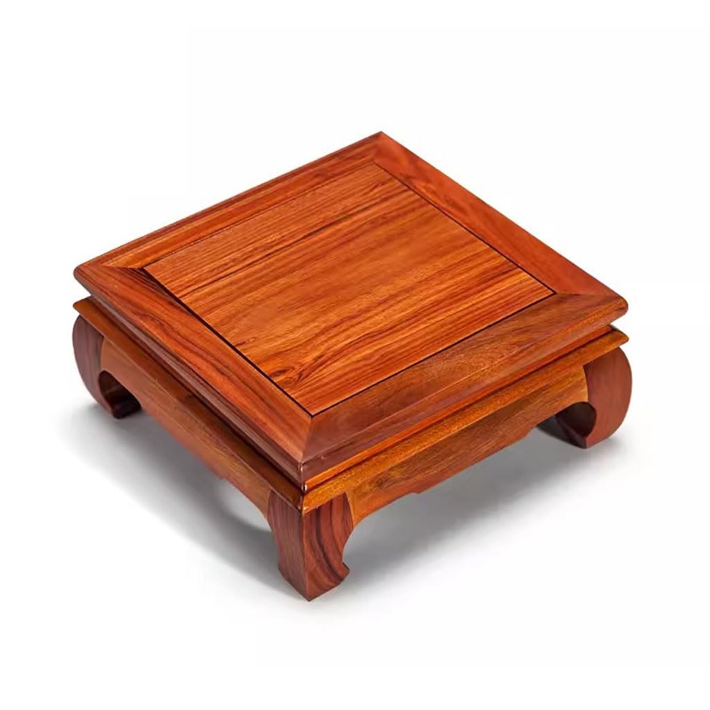 MPOPO Bonsai Pedestal Handicrafts Buddha Statue Base Ornaments Solid Wood Incense Burner Bracket Strange Stone Potted Plant Vase Display Stands Pedestal Base(L)
