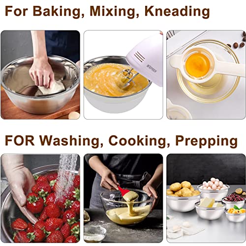 5-Speed Electric Hand Mixer, 5 Mixing Bowls Set, Handheld Mixers With Whisks Beater, Stainless Steel Metal Nesting Mixing Bowl Measuring Cups Spoons Kitchen Cake Blender For Baking Supplies Prepping #TOP4