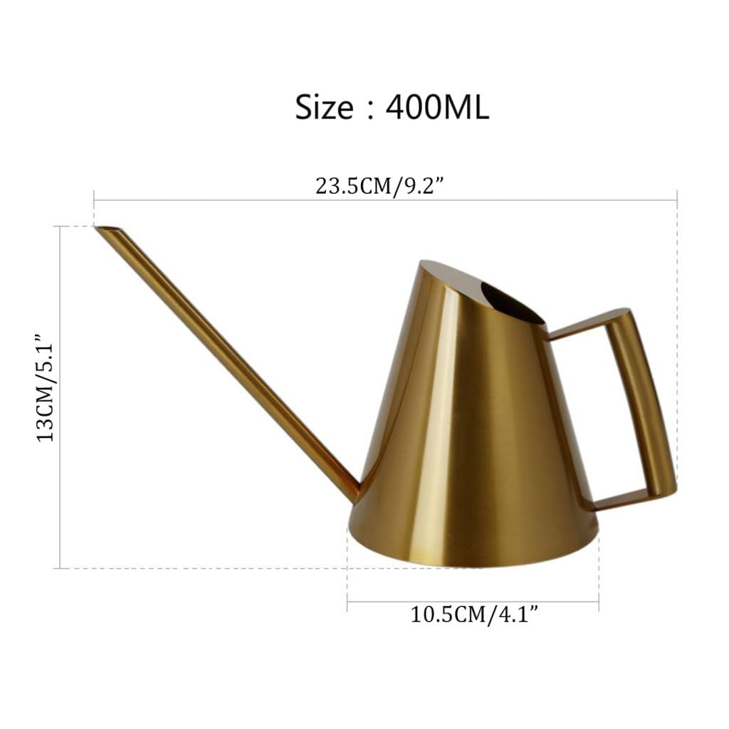 Regadera de acero inoxidable, pequeña con asa para flores, plantas, jardín, ducha, herramienta