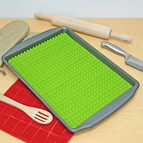 Southern Homewares Healthy Homewares Raised Silicone Baking Sheet Non-Stick Cooking Mat Oven Tray Liner Green Set of 2