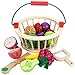 14 Pièces Ensemble De Fruits en Bois, Jeu De Cuisine avec Jeu De Hasard Panier À Fruits, Fruits en Bois Magnétiques, Cadeau d'apprentissage pour Les Enfants De 3, 4 Et 5 Ans