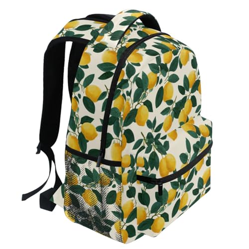 Pfrewn Kids Lemon Yellow Citrus Fruits (100) Backpacks for Girls Boys Lightweight Backpack for Students School 16"2