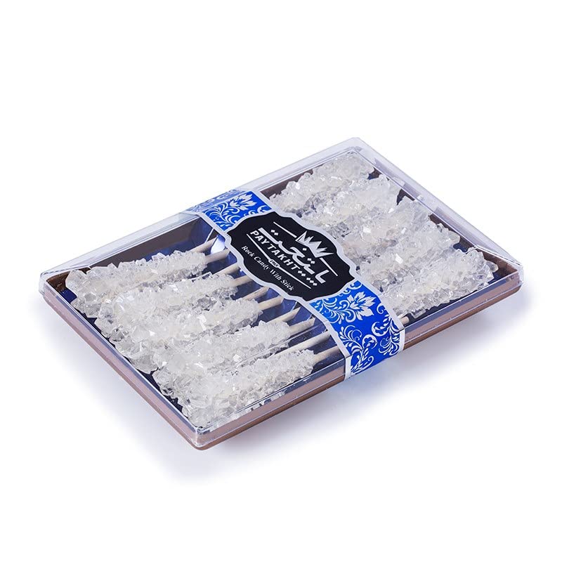 Paytakht Crystal Rock Candy Small |PACK OF TWO|- Naturally Flavored White Sugar Stick Candy Kit- Lollipop Crystals Pop Rocks Sticks Candies Box- Edible Roll Ups Sweet Candy- 10 Pcs x 2