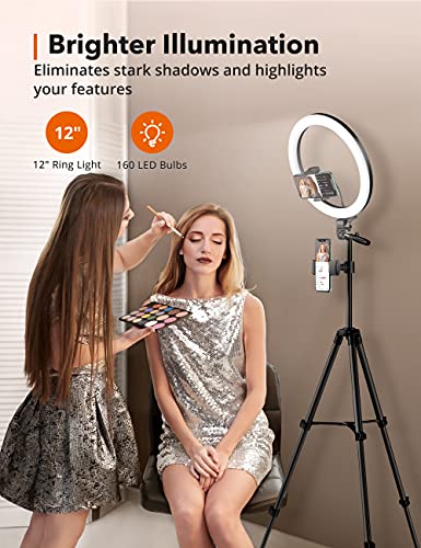 12" Ring Light, Selfie Ring Light With 3 Color Modes, Adjustable Brightness, Extendable Tripod Stand, 2 Phone Holders, Bluetooth Remote Shutter For Photography/Makeup/Vlogs/Live Stream/Youtube… #TOP6