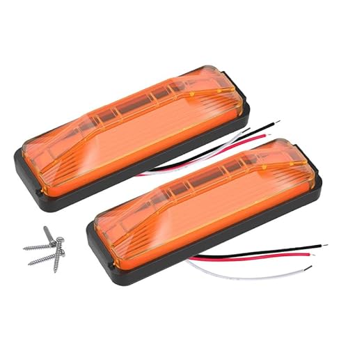 2PCS 4 Inch 18 LED 12V-24V Truck Trailer Tail Brake Light Front Rear LED Side Marker Lights Clearance Indicator Lamp Perfect Sealed Waterproof Surface Mounted LED Marker Light (2pcs amber led bulbs)
