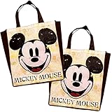 Disney Vintage Mickey Mouse Tote Bag Reusable Grocery Bags Large Size Non Woven Bag (Set of 2) (Color Vintage)