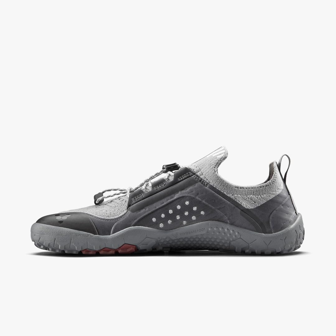 VIVOBAREFOOT Primus Trail Knit FG Mens | Barefoot Trainers | Ultra-Lightweight Shoe | Build Strength, Balance & Mobility | Wide Fit Grounding Shoes | Flexible | Ultimate Gray