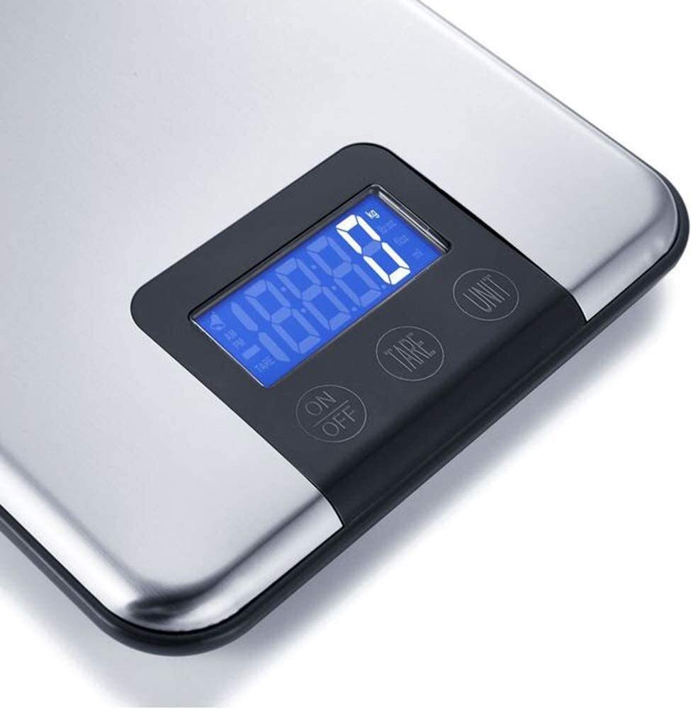 Cyfrowa waga kuchenna, ultra cienka płaska waga kuchenna ze stali nierdzewnej, elektroniczna waga do żywności, 15 kg/1 g, srebrna