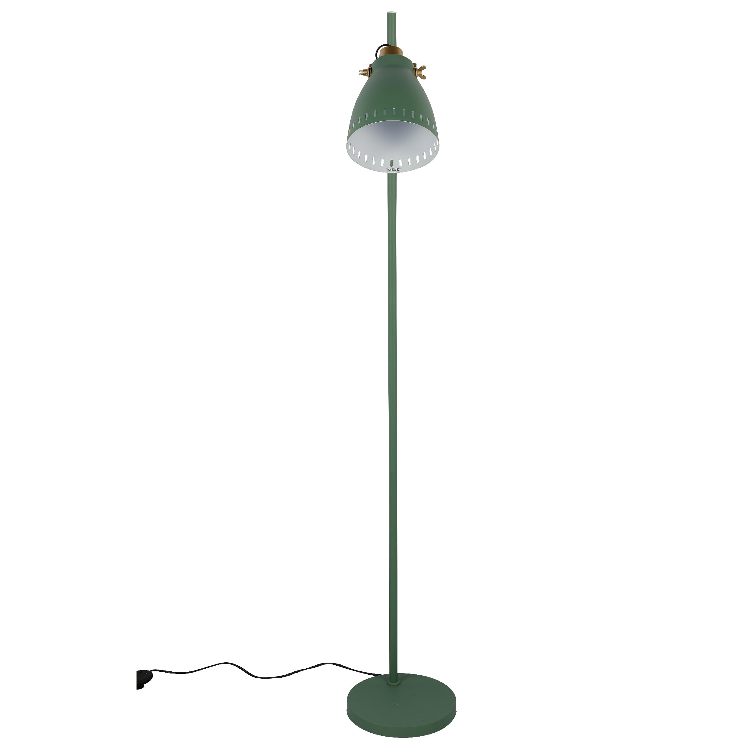 TEKLED® LED Floor Lamp | Cone Shaded Rotatable Lampshade with Gold Steel Detailing | Replaceable E27 Edison Screw Bulb Holder | for Living Room Reading Corners Workspaces Dining Room - Forest Green