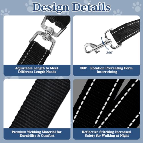 Anti-Zieh Hundeleine, Keine Verwicklung Verstellbar Hundeleine, Dog Reflektierend Leine für mittelgroße zum Spazierengehen, Führleine Hund mit Gepolsterte Handschlaufen (1,2 Meter)