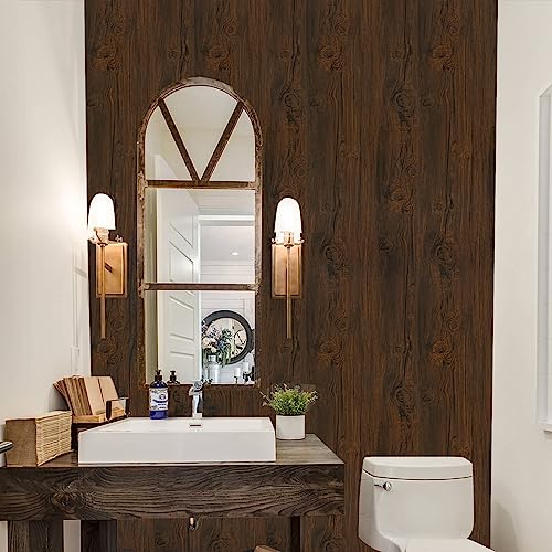 Miniatura 9 de Abyssaly Vinilo Adhesivo Muebles Madera, Papel Adhesivo Para Muebles Vintage, Papel Pintado Autoadhesivo Para Muebles Roble Marron Oscuro Decorativo Cocina Encimera Ventana 30cmx200cm