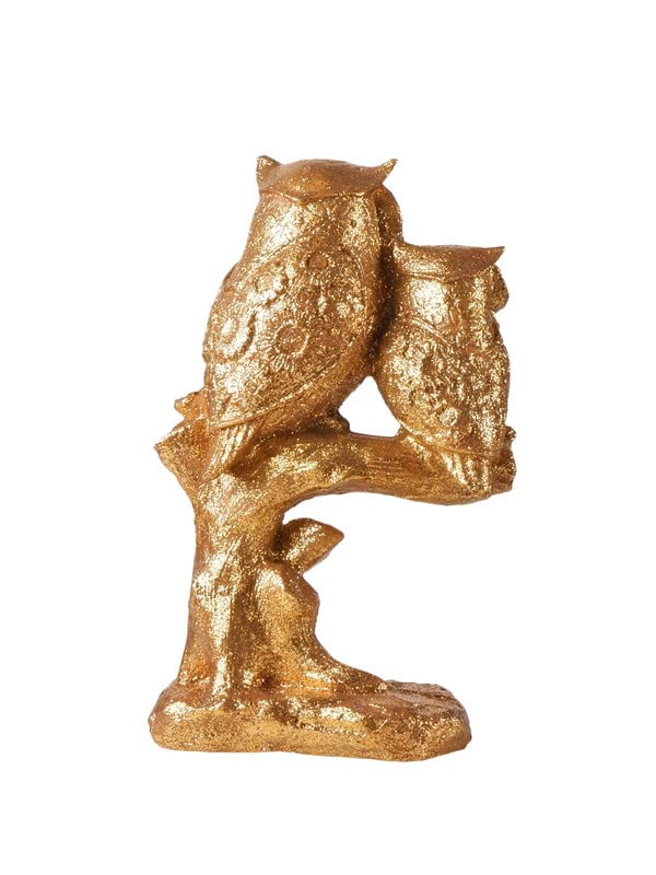 Image of THE WHITE INK DECOR Premium fengshui owl Premium Gold for Home and Living Room Decor Item, Statue, Figurine (9 inches)
