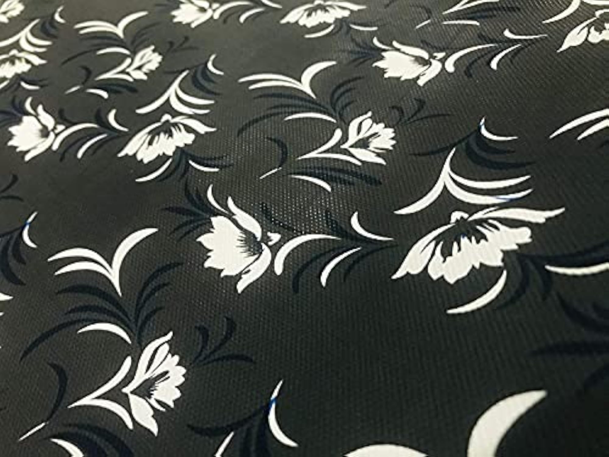 OMP Traders 5 Meter Rectangular Long Shelf Liner Black Colour, White Flower Design