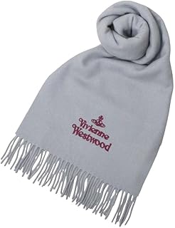 Vivienne Westwood MUFFLER ヴィヴィアン ウエストウッド ウールマフラー WOOL100% マフラー ロゴ刺繍入 AW25 (ライトグレー)