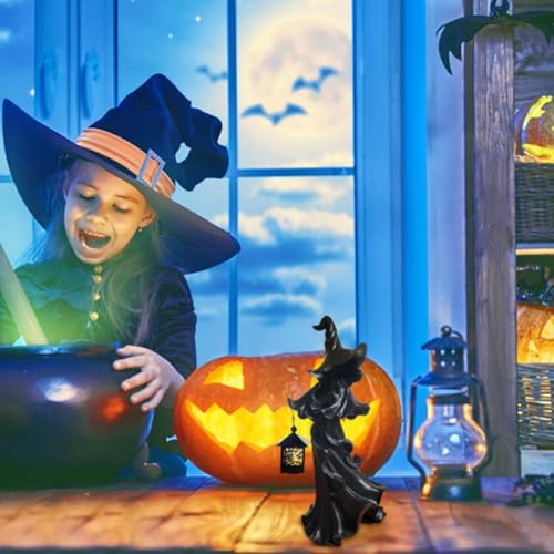 Sorcière d'Halloween avec lanterne pour décoration de fête et jardin extérieur
