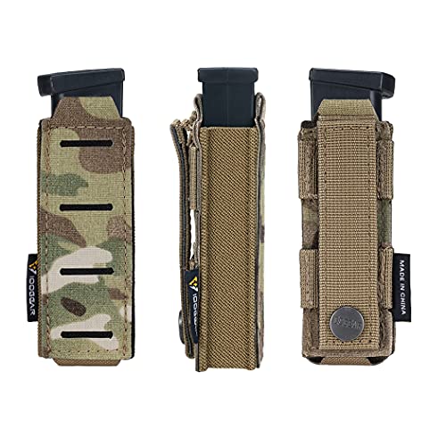 Idogear Single Pistol Mag Pouch Elastic Molle Top Open Pouch For Glock M1911 92F 9Mm .40 Magzines Flashlight Holster (Multicam) #TOP1