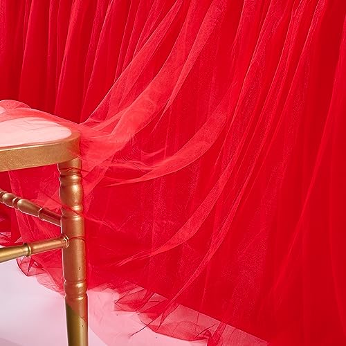 image for Suppromo 14ft Red Tulle Tutu Table Skirt Ruffle Table Skirting for Gra