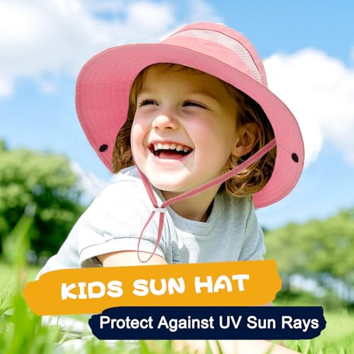 Image of Outdoor Kids Sun Hat for Boys Girls Wide Brim Mesh Bucket Hat UPF 50+ Sun Protection Breathable Summer Fishing Safari Hat