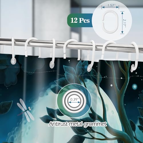 Image of Aimego Funny Frog Shower Curtain - Cute Cartoon Frogs Dragonfly Lotus Leaf Floral Pond Wildflower Moon Fun Bath Shower Curtain Set with 12 Hooks for Kids Adults Bathroom Decor Accessories,72 inchx72 inch