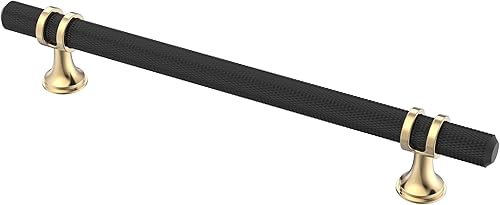 Miniatura 1 de Alzassbg Paquete de 10 tiradores de gabinete negros y dorados, 6-14 pulgadas, accesorios de cocina moleteados para gabinetes y cajones, AL3087KGP-MB