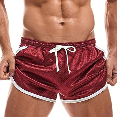 AIMPACT Mens Running Gym Booty Shorts Athletic Sports Casual Shorts with Pocket (WineRed L) Cover