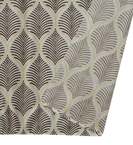 Image of Yarnis Floral Printed Light-Filtering Curtains 9 Feet Long for Long Door Living Room, Coffee Brown, Parda, 1 Piece