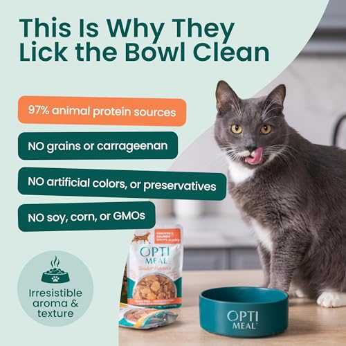 Image of Optimeal Wet Cat Food Grain Free - Chicken Tender Morsels, High Protein Premium Nutrition Made with Natural European Ingredients, Adult Cat Pouches 3oz (Pack of 12)