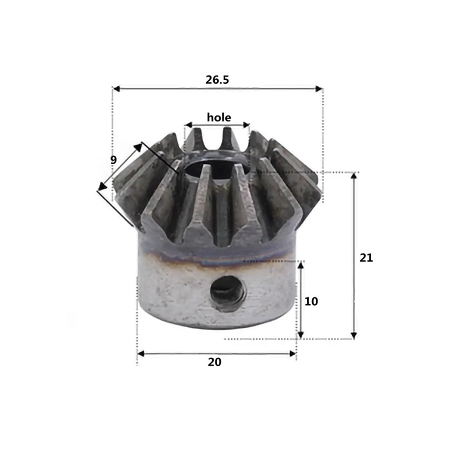 Bevel Gear Pinion Hardware Mechanical 1PCS Bevel Gear 2M 12 Tooth Hole 6/7/8/10/12 Standard Hole 45 Steel Tooth Surface Quenching Bevel Gear Screw Hole Fixed(12 Teeth Hole 7)