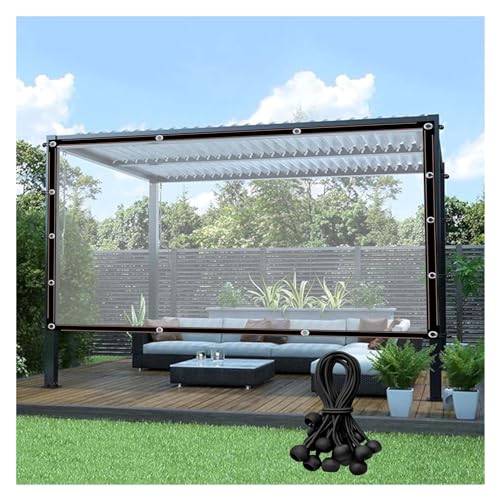 Lona transparente de 0.12 mm resistente intemperie cortina impermeable PE con ojales 2