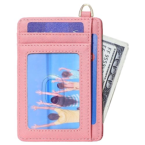 Badiya Credit Card Holder Slim Minimalist Wallet, Front Pocket Purse RFID Blocking Wallet Compact Card Case with ID Window for Women & Men