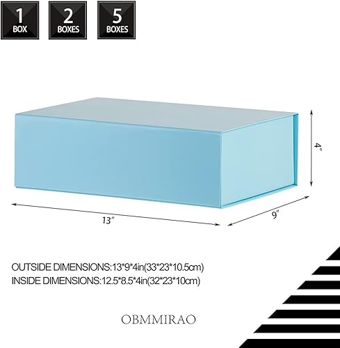 Miniatura 10 de Caja de regalo grande dura blanca de 13 x 9 x 4 pulgadas con tapa, cajas de regalo magnéticas plegables, caja de regalo para padrino de boda, caja