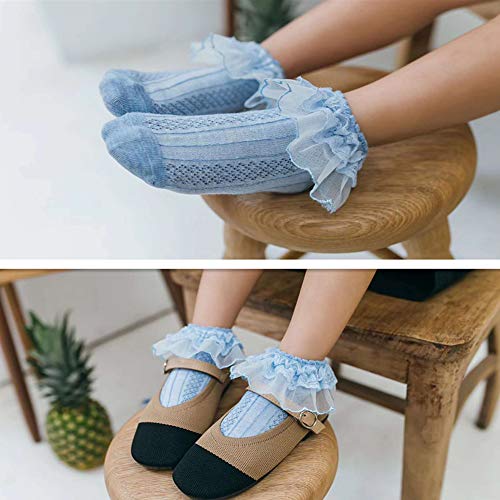 Juebm 6Pack Baby-Girls Toddlers Summer Ruffles Frilly Lace Socks,Princess Dress Socks Thin Mesh Newborn/Infant/Toddler/Little Girl(3-12M) #TOP5