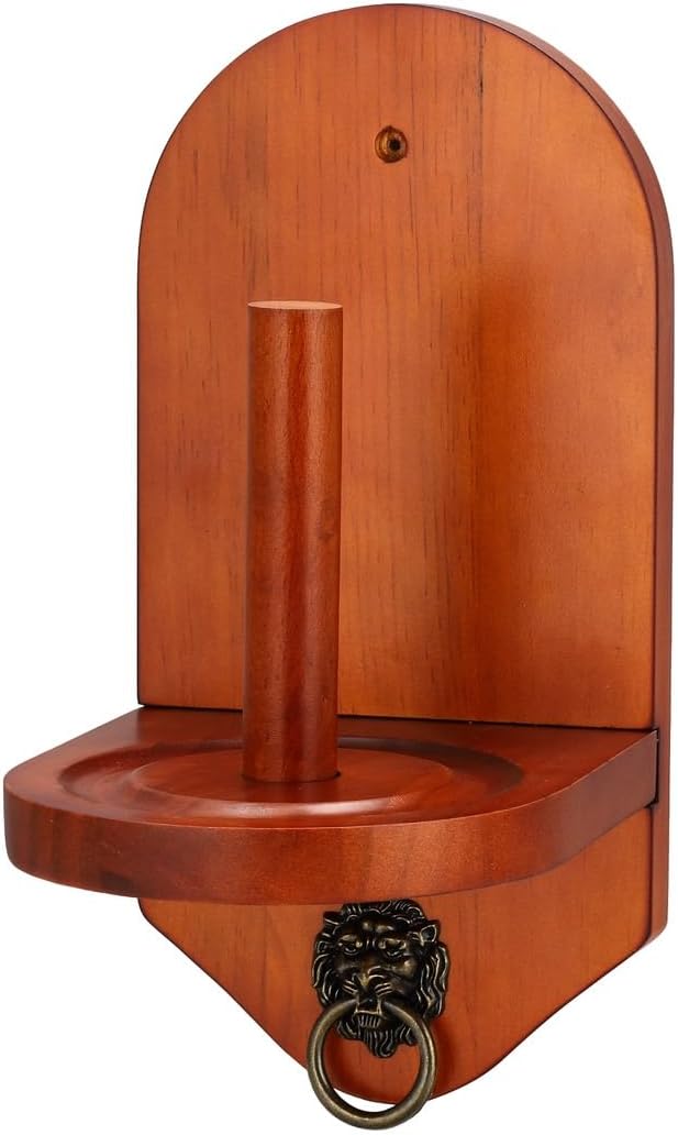 Lion-Shaped Wooden Billiard Chalk Holder, Wall-Mounted Chalk Cone Holder for Pool Table with Screw Hardware, Elegant Rustic Design