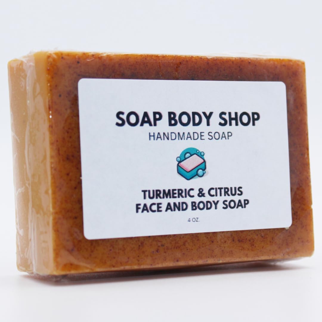Turmeric & Citrus Essential Oils Brightening Soap, NO KOJIC ACID, Dark Spot Remover, Turmeric Soap Face & Body, Hyperpigmentation, Even Out Skin Tone, Nourishing Goat Milk, Handmade 4 oz. (3 Pack)